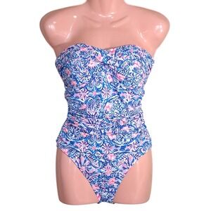 Lilly Pulitzer Women's One-Piece Floral Print Blue & Pink Size 8 Beach‎ Vacation